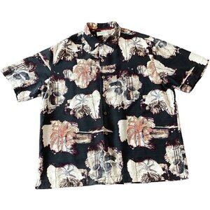 Caribbean Pure Silk Mens L Hawaiian Tropical Casual Button-Up Shirt 301G